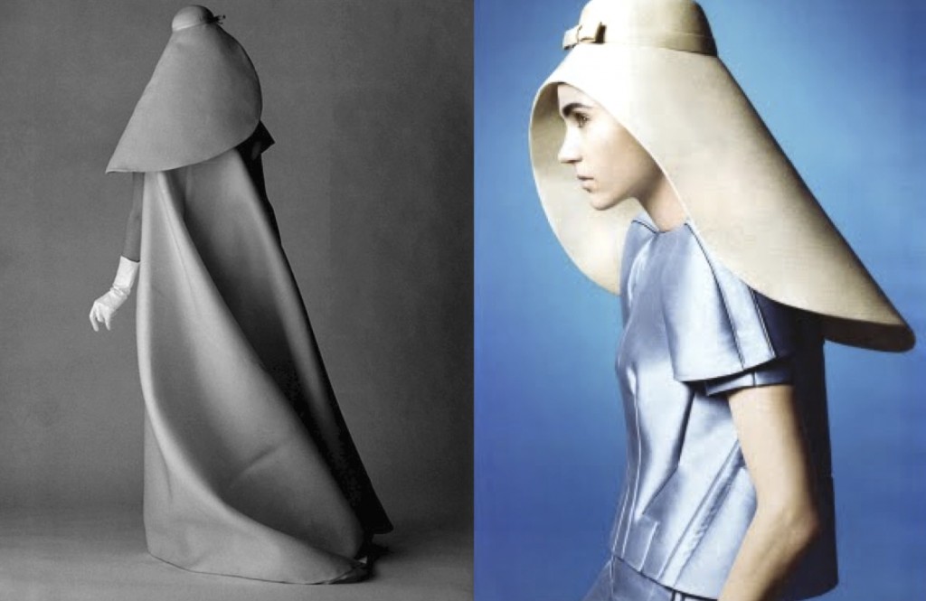 Cristóbal Balenciaga, po lewej - suknia ślubna z 1967 r. , po prawej Balenciaga 2008
Żródło zdjęcia